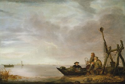 Pescatore sulla riva da Simon de Vlieger
